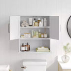 Meuble de rangement mural de salle de bain Flash Furniture Vega avec portes à fermeture magnétique, étagère réglable et étagère inférieure ouverte