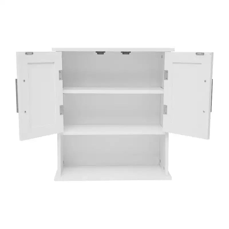 Meuble de rangement mural de salle de bain Flash Furniture Vega avec portes à fermeture magnétique, étagère réglable et étagère inférieure ouverte