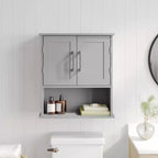 Meuble de rangement mural de salle de bain Flash Furniture Vega avec portes à fermeture magnétique, étagère réglable et étagère inférieure ouverte