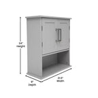 Meuble de rangement mural de salle de bain Flash Furniture Vega avec portes à fermeture magnétique, étagère réglable et étagère inférieure ouverte