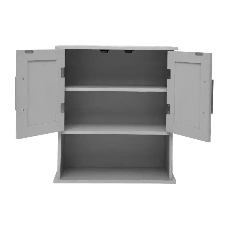 Meuble de rangement mural de salle de bain Flash Furniture Vega avec portes à fermeture magnétique, étagère réglable et étagère inférieure ouverte