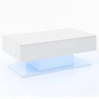 Table Basse LED Costway avec 2 Tiroirs, Lumières LED Dimmables 20 Couleurs et Télécommande Blanc/Noir