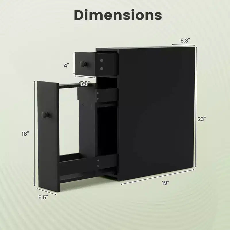 Meuble de Rangement Étroit pour Toilettes Costway avec Dessus Relevable Noir