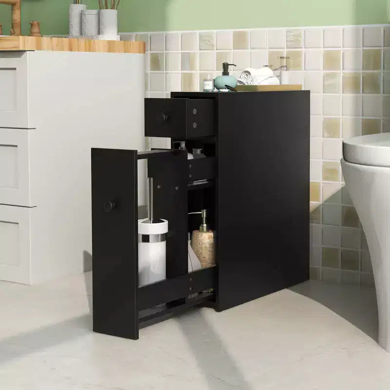 Meuble de Rangement Étroit pour Toilettes Costway avec Dessus Relevable Noir