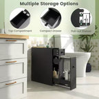 Meuble de Rangement Étroit pour Toilettes Costway avec Dessus Relevable Noir