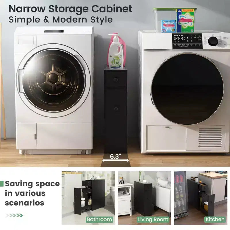 Meuble de Rangement Étroit pour Toilettes Costway avec Dessus Relevable Noir
