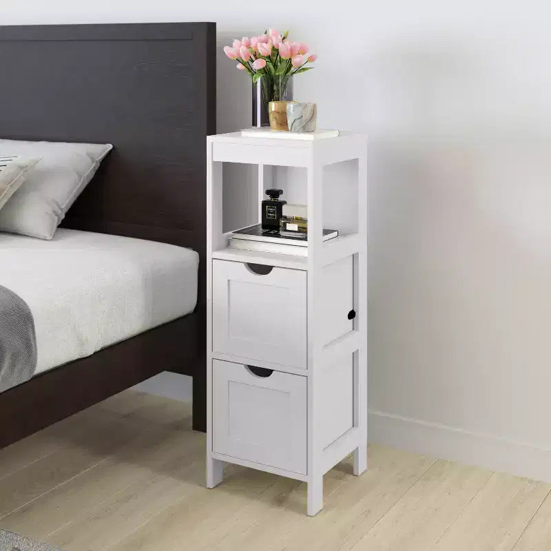 Merrick Lane Meuble de rangement de salle de bain à 2 tiroirs avec étagère ouverte