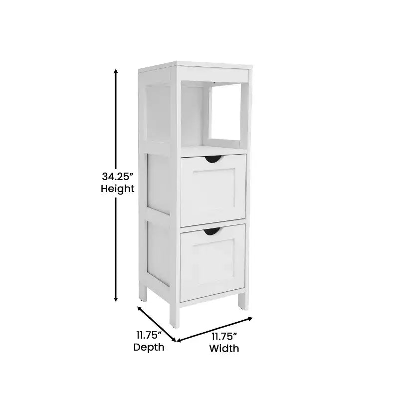 Merrick Lane Meuble de rangement de salle de bain à 2 tiroirs avec étagère ouverte