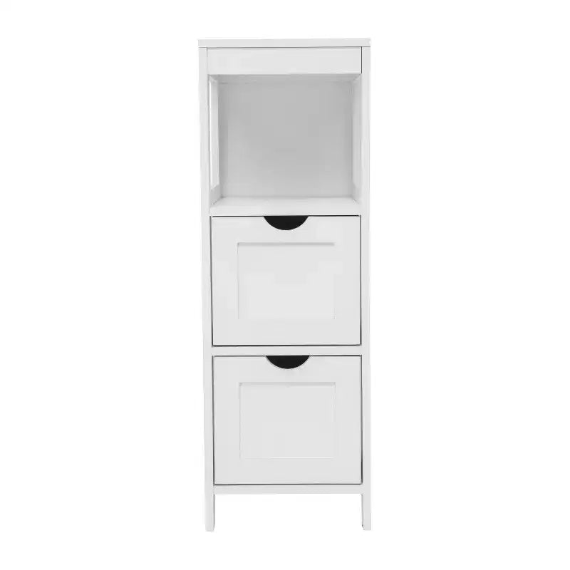 Merrick Lane Meuble de rangement de salle de bain à 2 tiroirs avec étagère ouverte