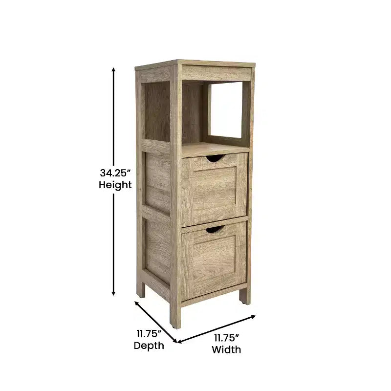Merrick Lane Meuble de rangement de salle de bain à 2 tiroirs avec étagère ouverte