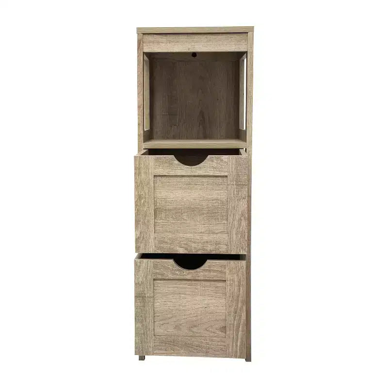Merrick Lane Meuble de rangement de salle de bain à 2 tiroirs avec étagère ouverte