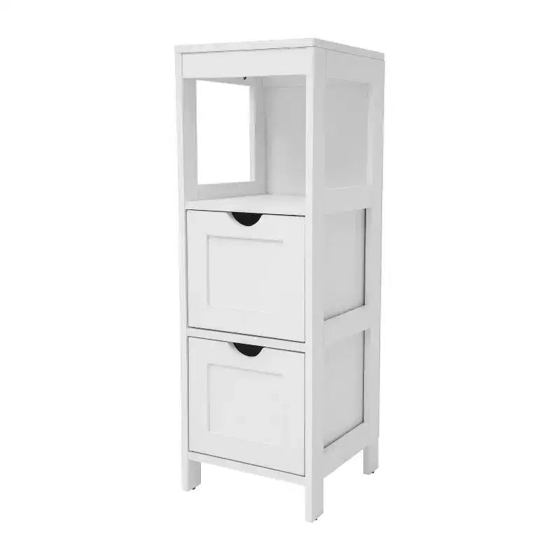 Merrick Lane Meuble de rangement de salle de bain à 2 tiroirs avec étagère ouverte