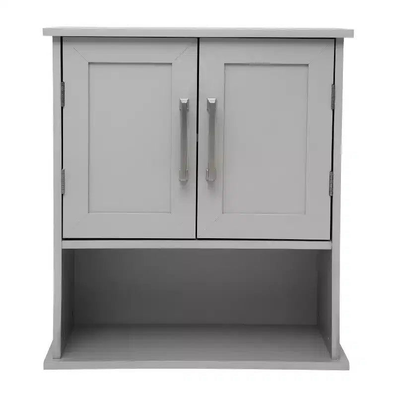 Armoire de salle de bain murale Emma and Oliver avec étagère intérieure réglable, deux portes à fermeture magnétique, étagère inférieure ouverte