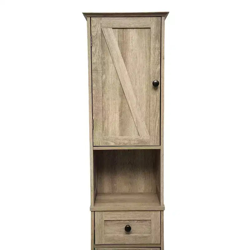 Merrick Lane Meuble de rangement fin en lin avec tiroir, armoires supérieures et inférieures avec portes à fermeture magnétique et étagère ouverte