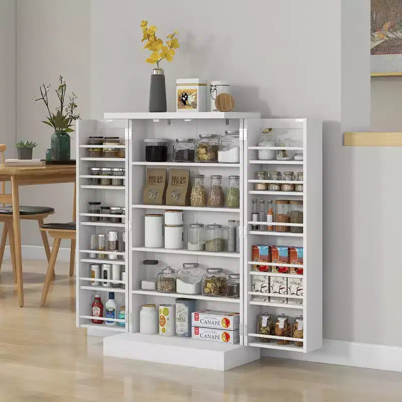 HOMCOM Meuble de Rangement de Cuisine 41", Armoire de Cuisine Autonome avec Portes Doubles, Étagère à 5 Niveaux, 12 Porte-Épices et Étagères Réglables