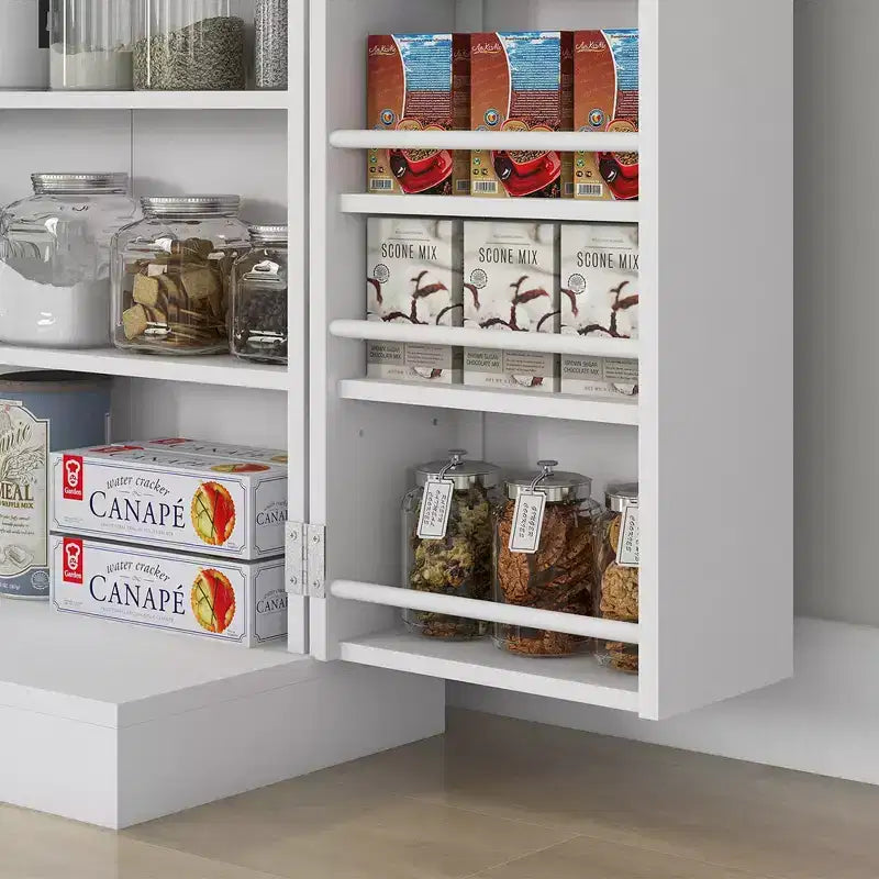 HOMCOM Meuble de Rangement de Cuisine 41", Armoire de Cuisine Autonome avec Portes Doubles, Étagère à 5 Niveaux, 12 Porte-Épices et Étagères Réglables