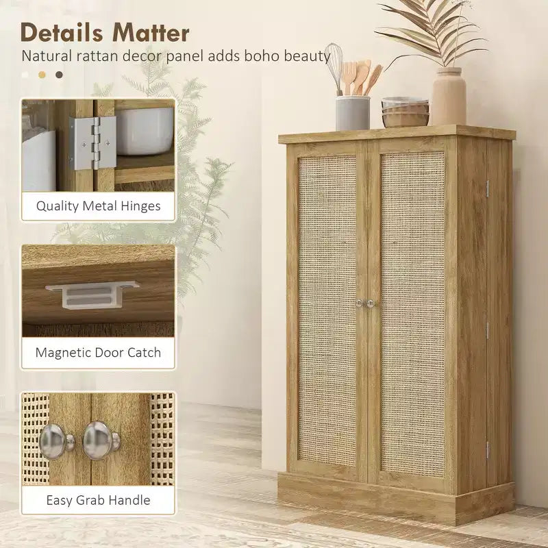 HOMCOM Meuble de Rangement de Cuisine 41", Armoire de Cuisine Autonome avec Portes Doubles, Étagère à 5 Niveaux, 12 Porte-Épices et Étagères Réglables