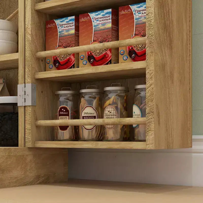 HOMCOM Meuble de Rangement de Cuisine 41", Armoire de Cuisine Autonome avec Portes Doubles, Étagère à 5 Niveaux, 12 Porte-Épices et Étagères Réglables