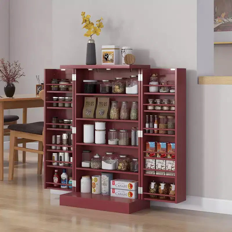 HOMCOM Meuble de Rangement de Cuisine 41", Armoire de Cuisine Autonome avec Portes Doubles, Étagère à 5 Niveaux, 12 Porte-Épices et Étagères Réglables