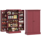 HOMCOM Meuble de Rangement de Cuisine 41", Armoire de Cuisine Autonome avec Portes Doubles, Étagère à 5 Niveaux, 12 Porte-Épices et Étagères Réglables