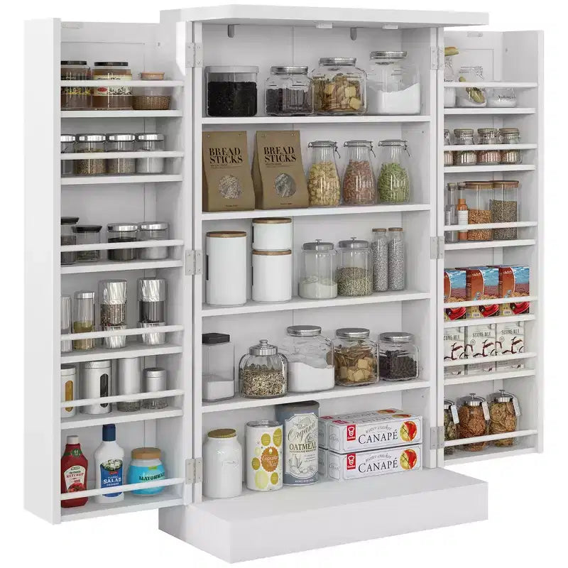 HOMCOM Meuble de Rangement de Cuisine 41", Armoire de Cuisine Autonome avec Portes Doubles, Étagère à 5 Niveaux, 12 Porte-Épices et Étagères Réglables