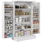 HOMCOM Meuble de Rangement de Cuisine 41", Armoire de Cuisine Autonome avec Portes Doubles, Étagère à 5 Niveaux, 12 Porte-Épices et Étagères Réglables