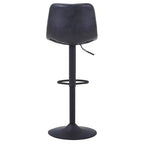 Tabouret de bar moderne LeisureMod Tilbury réglable en hauteur avec revêtement en cuir végétalien et repose-pieds, idéal pour îlot de cuisine, comptoir ou bar à domicile