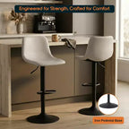 Tabouret de bar moderne LeisureMod Tilbury réglable en hauteur avec revêtement en cuir végétalien et repose-pieds, idéal pour îlot de cuisine, comptoir ou bar à domicile