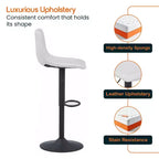 Tabouret de bar moderne LeisureMod Tilbury réglable en hauteur avec revêtement en cuir végétalien et repose-pieds, idéal pour îlot de cuisine, comptoir ou bar à domicile