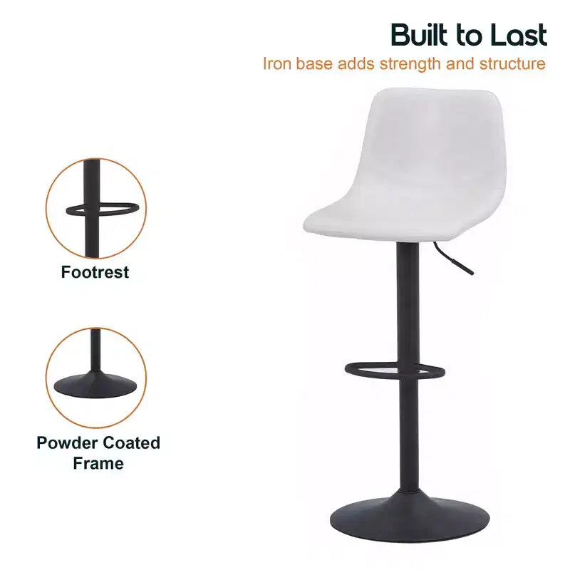 Tabouret de bar moderne LeisureMod Tilbury réglable en hauteur avec revêtement en cuir végétalien et repose-pieds, idéal pour îlot de cuisine, comptoir ou bar à domicile