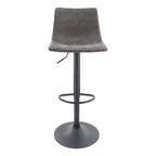 Tabouret de bar moderne LeisureMod Tilbury réglable en hauteur avec revêtement en cuir végétalien et repose-pieds, idéal pour îlot de cuisine, comptoir ou bar à domicile