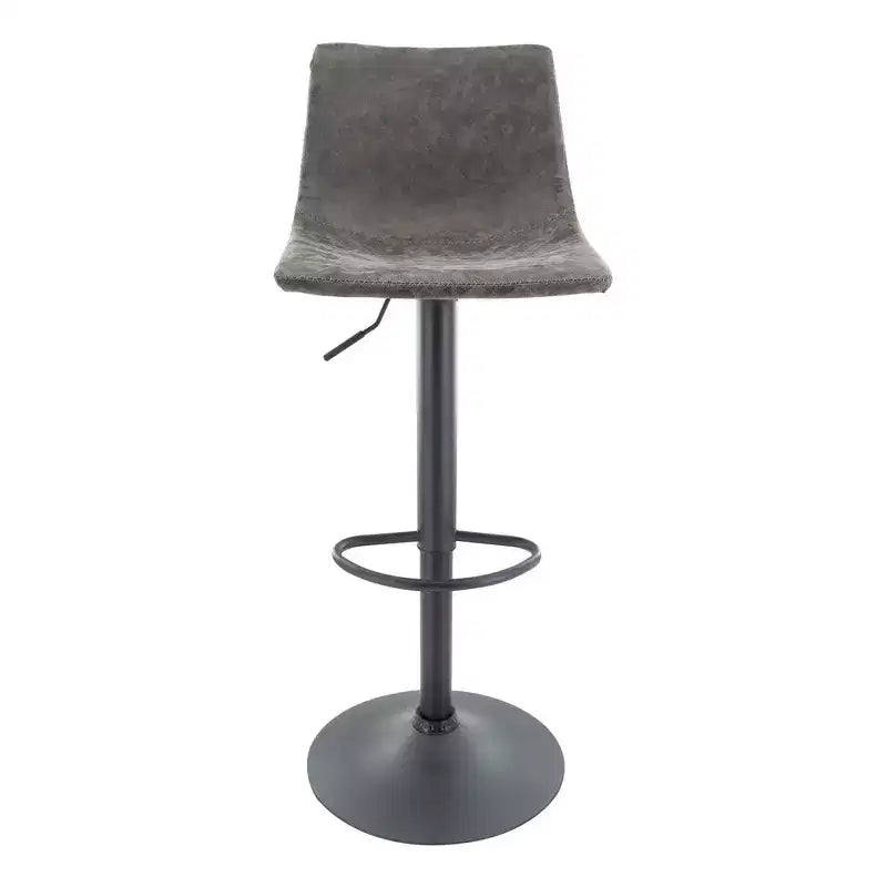 Tabouret de bar moderne LeisureMod Tilbury réglable en hauteur avec revêtement en cuir végétalien et repose-pieds, idéal pour îlot de cuisine, comptoir ou bar à domicile