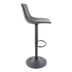 Tabouret de bar moderne LeisureMod Tilbury réglable en hauteur avec revêtement en cuir végétalien et repose-pieds, idéal pour îlot de cuisine, comptoir ou bar à domicile