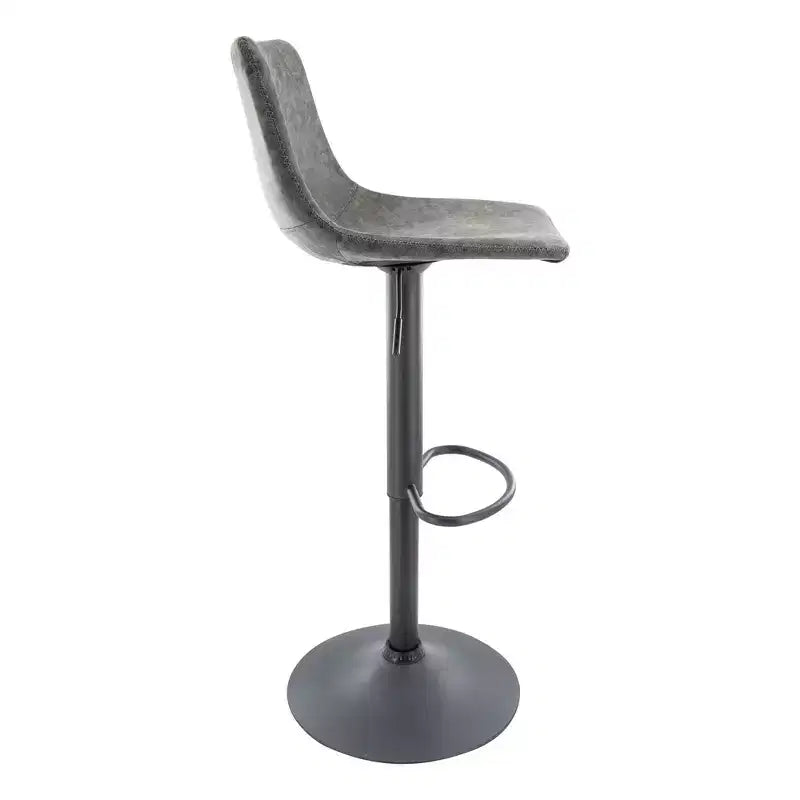 Tabouret de bar moderne LeisureMod Tilbury réglable en hauteur avec revêtement en cuir végétalien et repose-pieds, idéal pour îlot de cuisine, comptoir ou bar à domicile