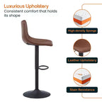 Tabouret de bar moderne LeisureMod Tilbury réglable en hauteur avec revêtement en cuir végétalien et repose-pieds, idéal pour îlot de cuisine, comptoir ou bar à domicile