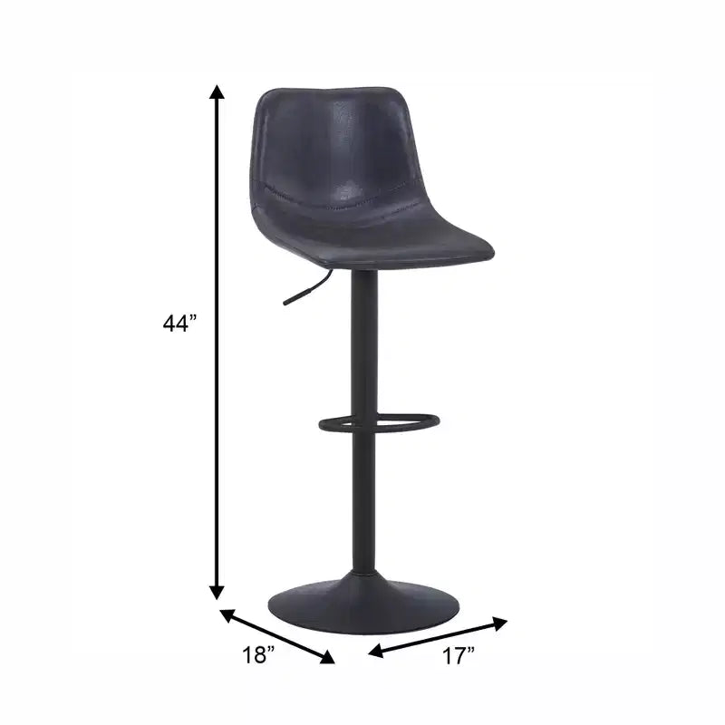 Tabouret de bar moderne LeisureMod Tilbury réglable en hauteur avec revêtement en cuir végétalien et repose-pieds, idéal pour îlot de cuisine, comptoir ou bar à domicile