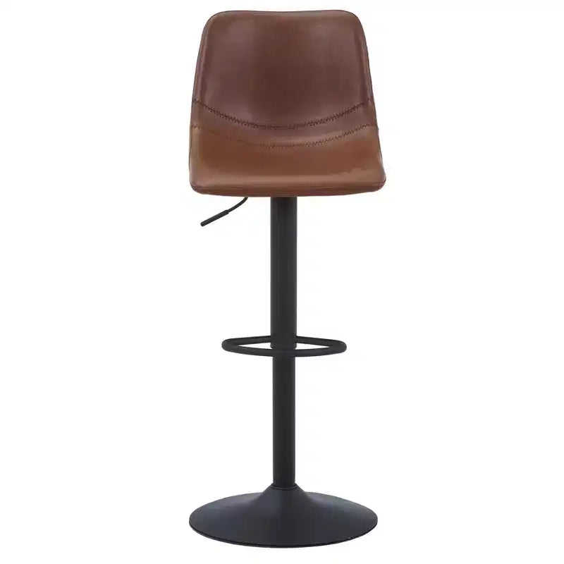 Tabouret de bar moderne LeisureMod Tilbury réglable en hauteur avec revêtement en cuir végétalien et repose-pieds, idéal pour îlot de cuisine, comptoir ou bar à domicile