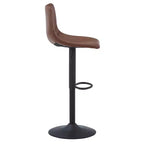 Tabouret de bar moderne LeisureMod Tilbury réglable en hauteur avec revêtement en cuir végétalien et repose-pieds, idéal pour îlot de cuisine, comptoir ou bar à domicile