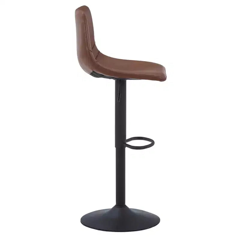 Tabouret de bar moderne LeisureMod Tilbury réglable en hauteur avec revêtement en cuir végétalien et repose-pieds, idéal pour îlot de cuisine, comptoir ou bar à domicile