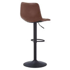 Tabouret de bar moderne LeisureMod Tilbury réglable en hauteur avec revêtement en cuir végétalien et repose-pieds, idéal pour îlot de cuisine, comptoir ou bar à domicile