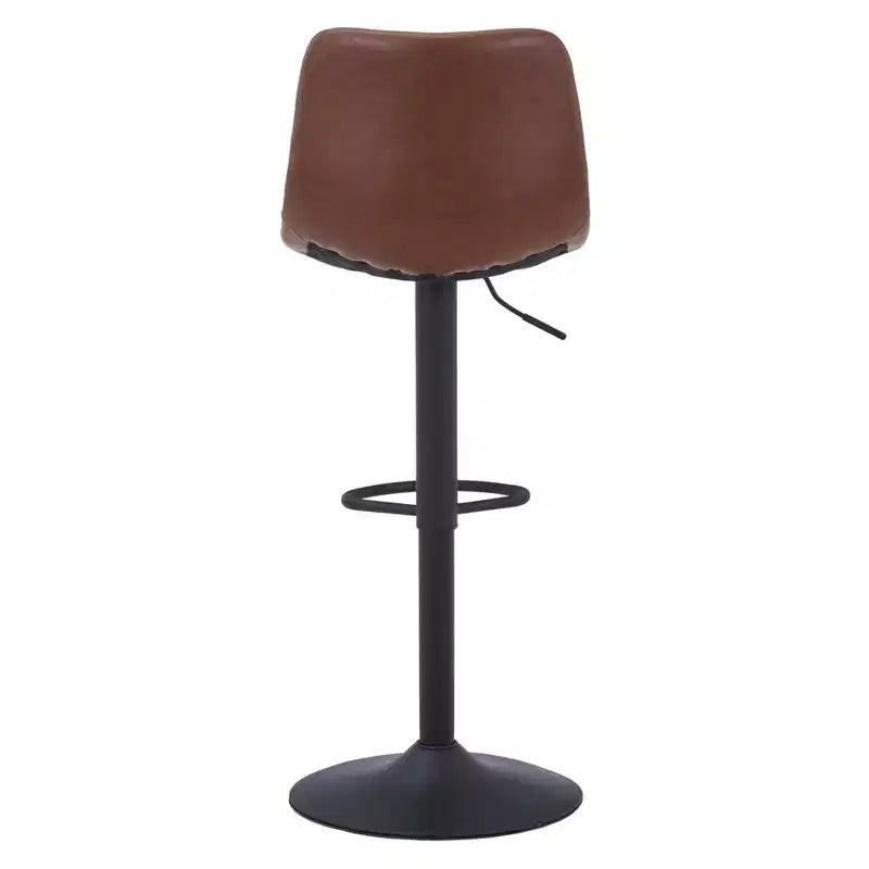 Tabouret de bar moderne LeisureMod Tilbury réglable en hauteur avec revêtement en cuir végétalien et repose-pieds, idéal pour îlot de cuisine, comptoir ou bar à domicile