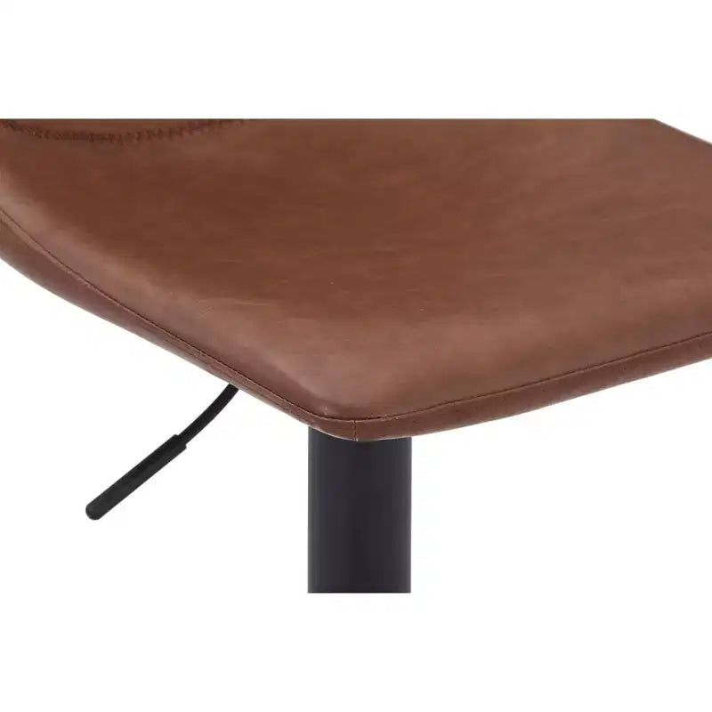 Tabouret de bar moderne LeisureMod Tilbury réglable en hauteur avec revêtement en cuir végétalien et repose-pieds, idéal pour îlot de cuisine, comptoir ou bar à domicile