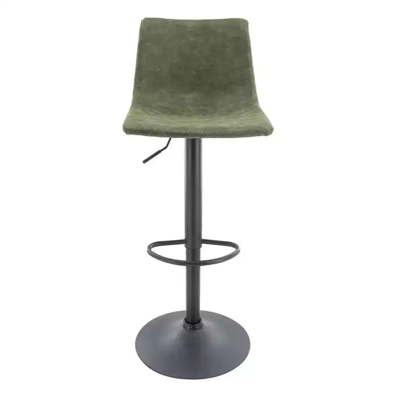 Tabouret de bar moderne LeisureMod Tilbury réglable en hauteur avec revêtement en cuir végétalien et repose-pieds, idéal pour îlot de cuisine, comptoir ou bar à domicile