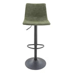 Tabouret de bar moderne LeisureMod Tilbury réglable en hauteur avec revêtement en cuir végétalien et repose-pieds, idéal pour îlot de cuisine, comptoir ou bar à domicile