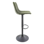 Tabouret de bar moderne LeisureMod Tilbury réglable en hauteur avec revêtement en cuir végétalien et repose-pieds, idéal pour îlot de cuisine, comptoir ou bar à domicile