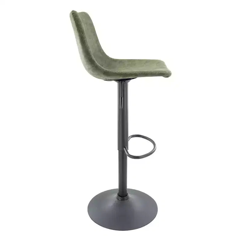 Tabouret de bar moderne LeisureMod Tilbury réglable en hauteur avec revêtement en cuir végétalien et repose-pieds, idéal pour îlot de cuisine, comptoir ou bar à domicile