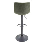 Tabouret de bar moderne LeisureMod Tilbury réglable en hauteur avec revêtement en cuir végétalien et repose-pieds, idéal pour îlot de cuisine, comptoir ou bar à domicile