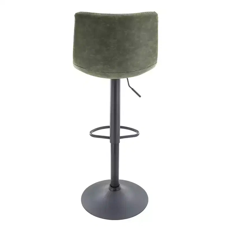 Tabouret de bar moderne LeisureMod Tilbury réglable en hauteur avec revêtement en cuir végétalien et repose-pieds, idéal pour îlot de cuisine, comptoir ou bar à domicile