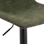 Tabouret de bar moderne LeisureMod Tilbury réglable en hauteur avec revêtement en cuir végétalien et repose-pieds, idéal pour îlot de cuisine, comptoir ou bar à domicile