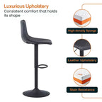 Tabouret de bar moderne LeisureMod Tilbury réglable en hauteur avec revêtement en cuir végétalien et repose-pieds, idéal pour îlot de cuisine, comptoir ou bar à domicile